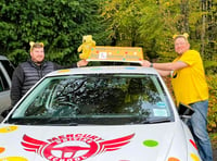 Pudsey leaves Lasham on car roof in Children in Need relay