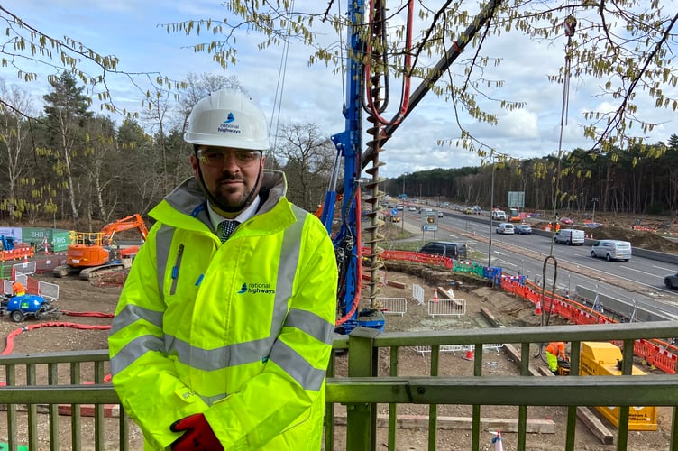 Roads minister Richard Holden at the site of A3 and M25 junction works