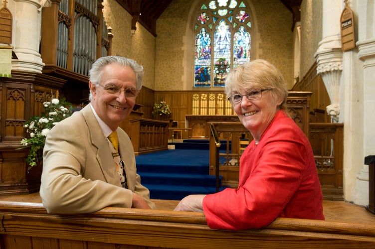 Peter and Vivien Harrison inside St Lukes