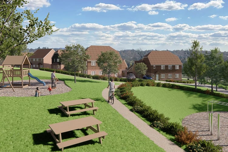 An artist's impression of Gleeson's plans for more than 80 homes south of Old Park Lane in Farnham