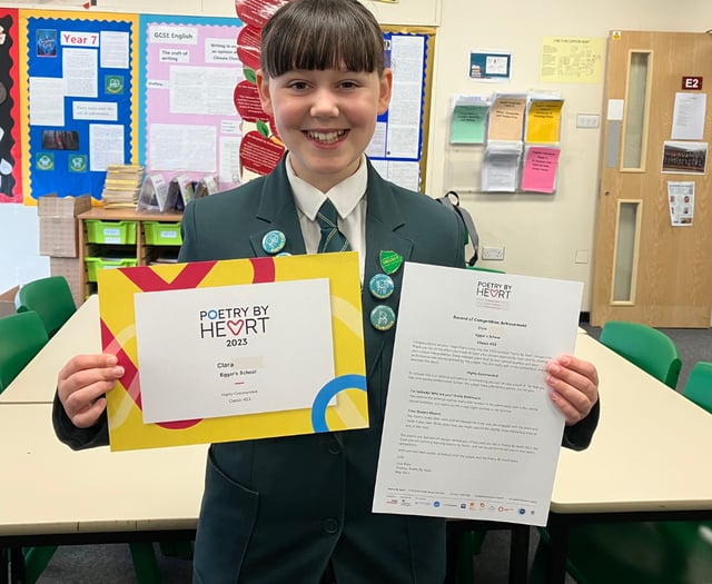 Girl from Eggar's School in Holybourne does well in top poetry contest