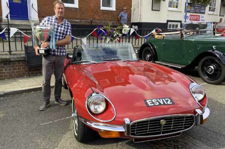 Steve Opacic and his Jaguar, Alton High Street, September 16th 2023.