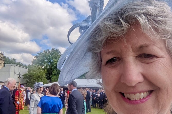 Hunter Centre chairman Anne Downing at the Buckingham Palace garden party celebrating the work of volunteers