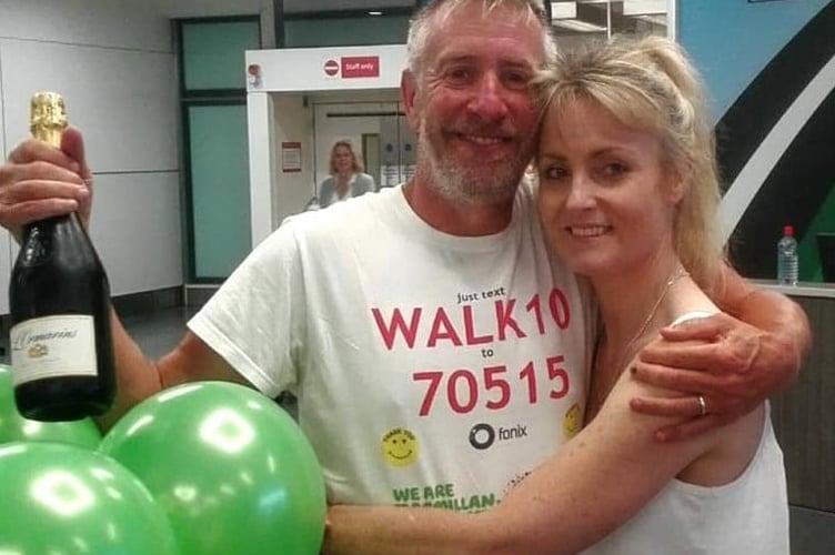 Mark Harris and his wife Jo after taking on a 1,000 mile walk