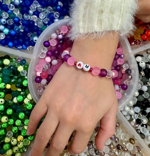 Bead bracelets were a popular craft activity at Haslemere Library's Fun Palace